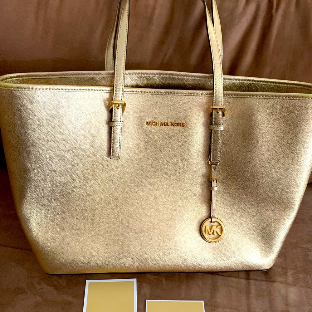 Michael Kors Gold Saffiano Leather Tote